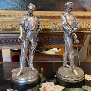 lalouette duellistes bronze argente sculpture 1
