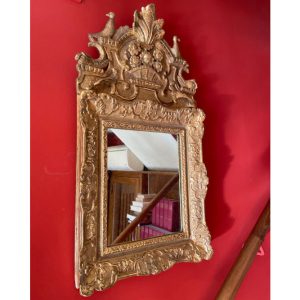 miroir fronton regence bois dore 1